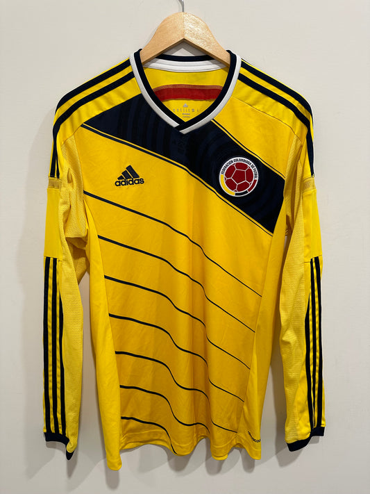 Colombia 2014 Home Long Sleeve Soccer Jersey (M)